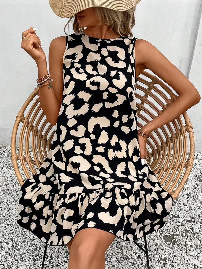 Robe Leopard Noire Courte