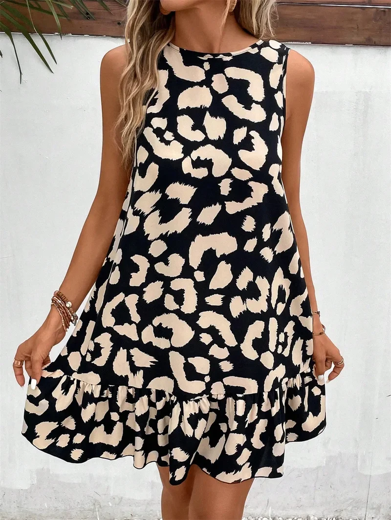 Robe Leopard Noire Courte
