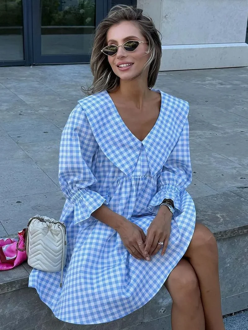 Robe Vichy Carreaux Bleu