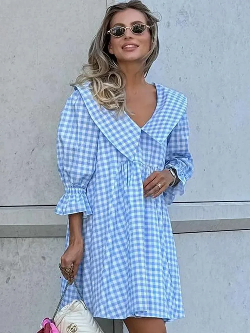 Robe Vichy Carreaux Bleu