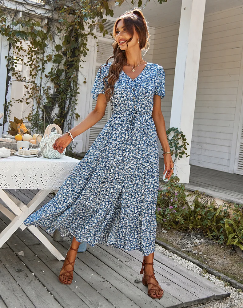 Robe Bleue Boheme Ample