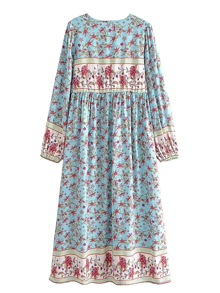 Robe Bleue Motifs Azteque