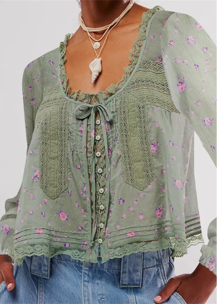 Blouse Boheme Verte Loose