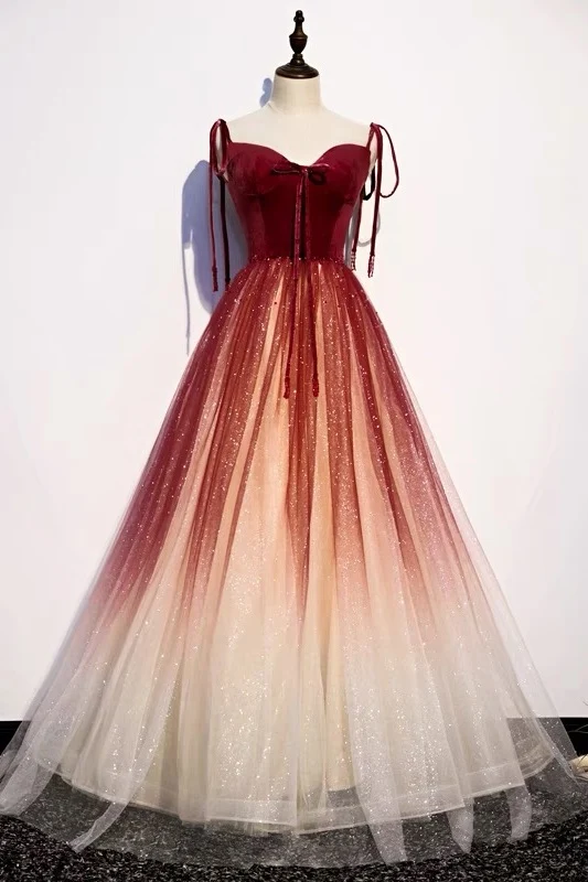 Robe de bal dégradé rouge de conte de fées