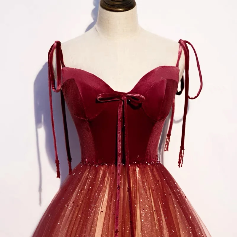 Robe de bal dégradé rouge de conte de fées