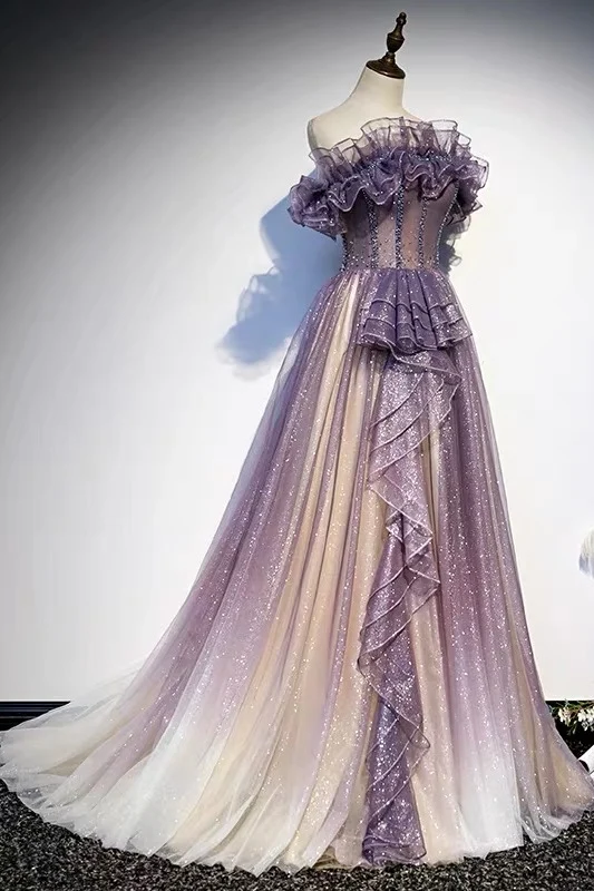 Robe de bal longue formelle à paillettes et dégradé