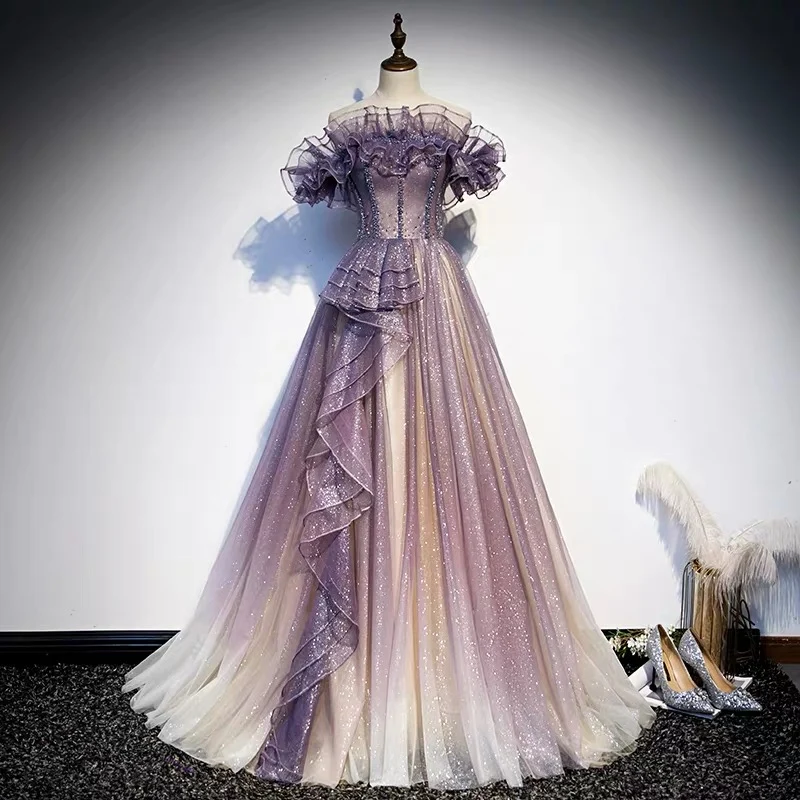 Robe de bal longue formelle à paillettes et dégradé