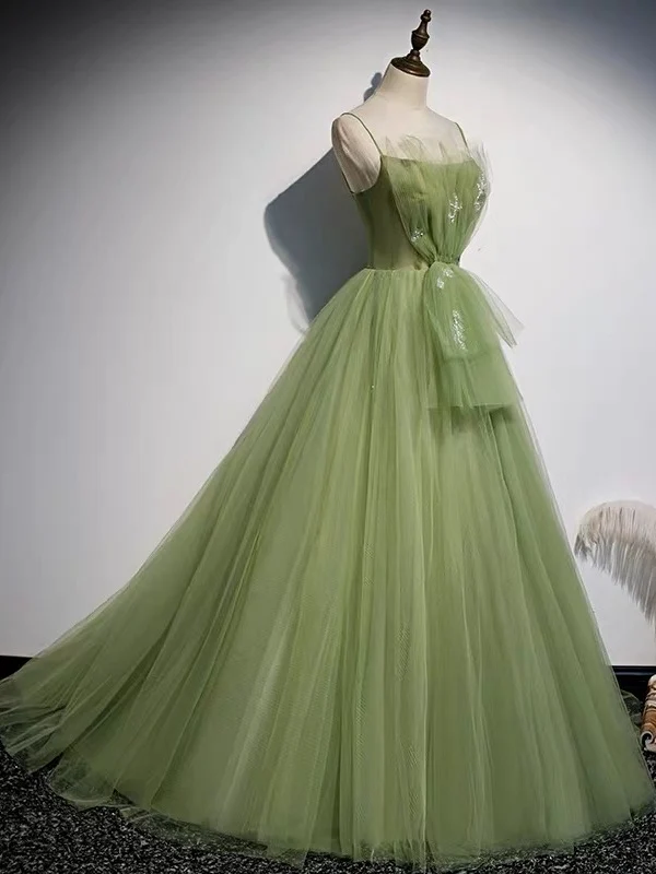 Robe de bal en tulle vert sauge, robe de bal formelle