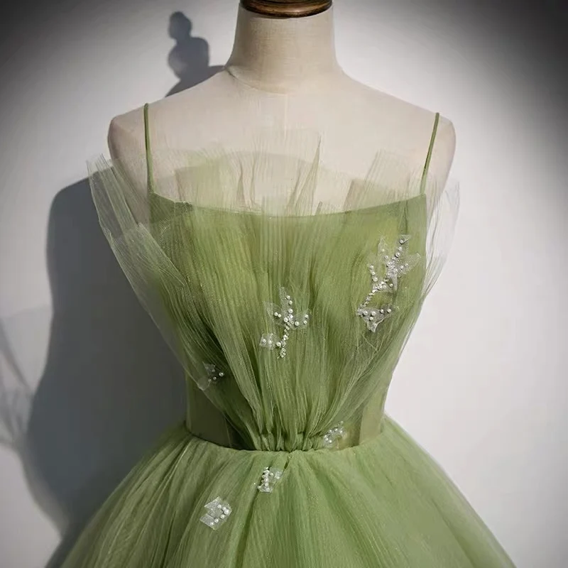Robe de bal en tulle vert sauge, robe de bal formelle