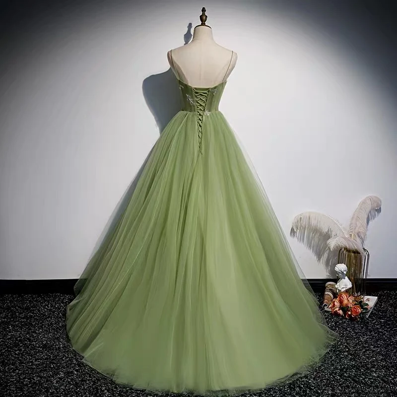 Robe de bal en tulle vert sauge, robe de bal formelle
