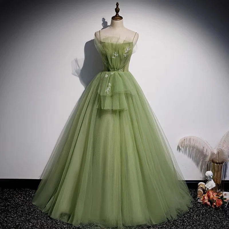 Robe de bal en tulle vert sauge, robe de bal formelle