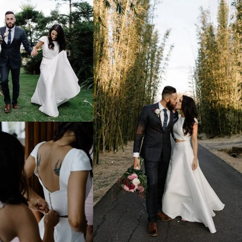 Jupe et haut de mariage décontractés | Séparations de mariée simples en deux pièces | Robe de mariée à haut court abordable