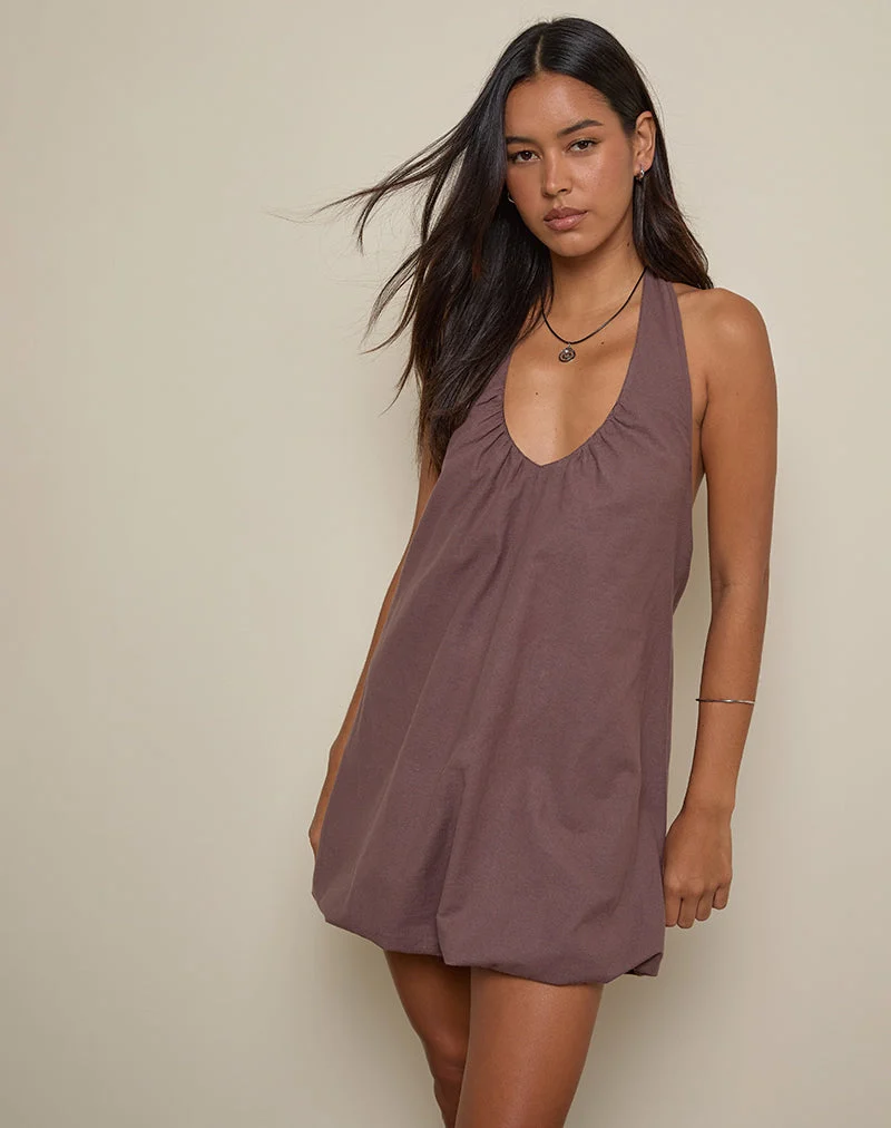 Mini robe en lin Alcinder, taupe foncé