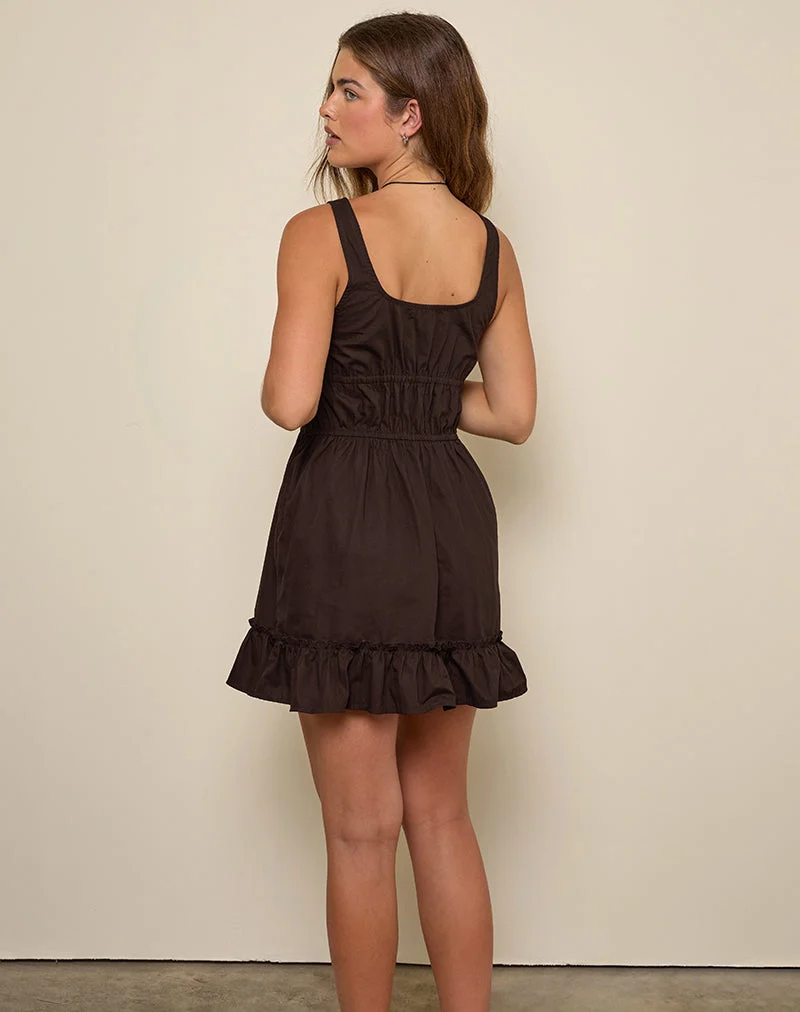 Mini robe à volants Shoyo, chocolat amer