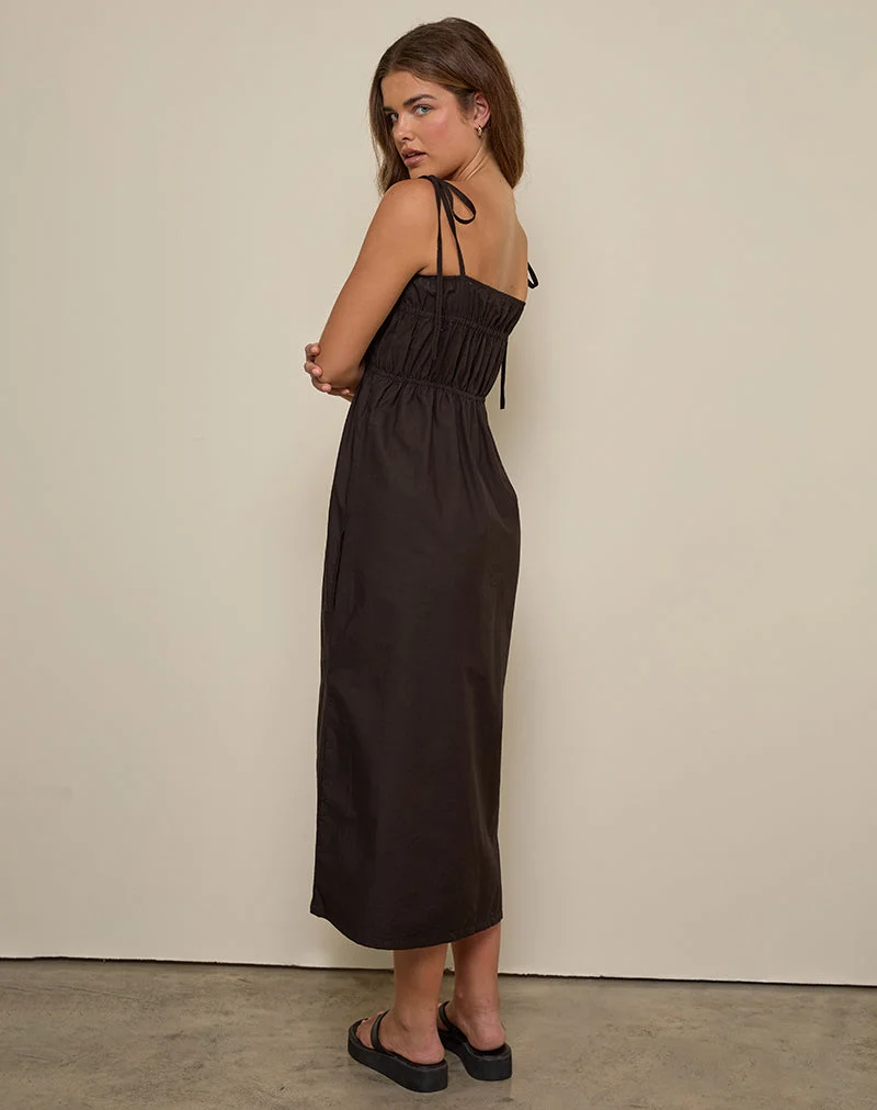 Haruko Midi Dress in Bitter Chocolate