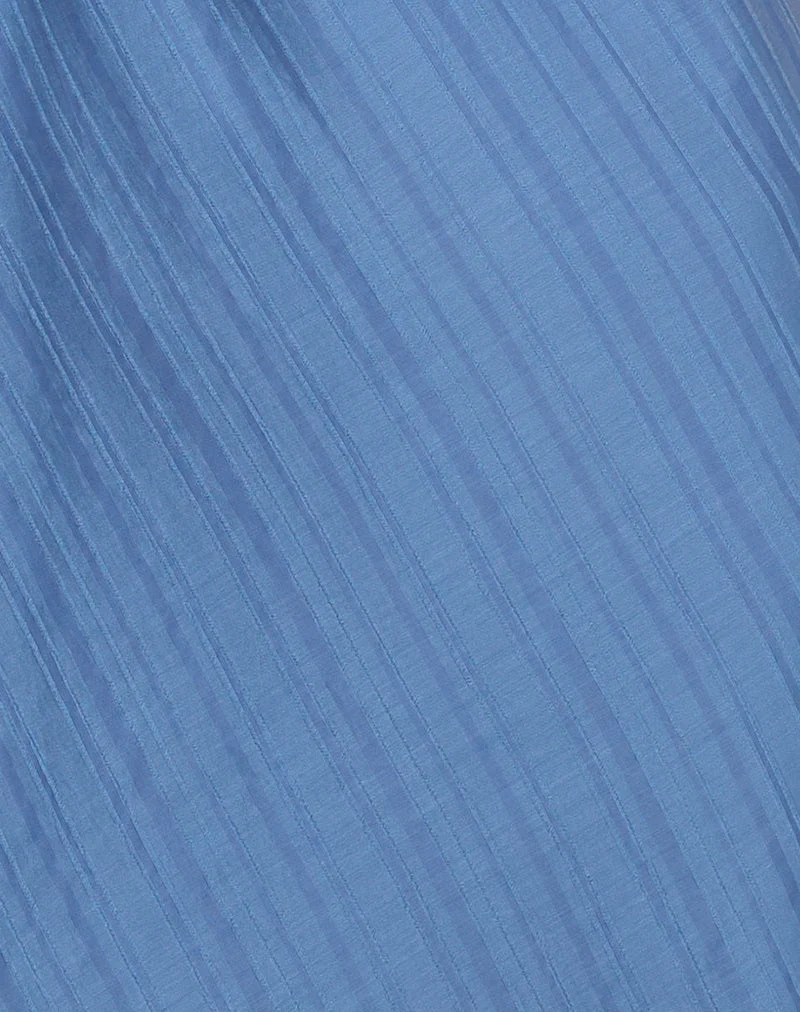Elayna Midi Dress in Chiffon Stripe Blue