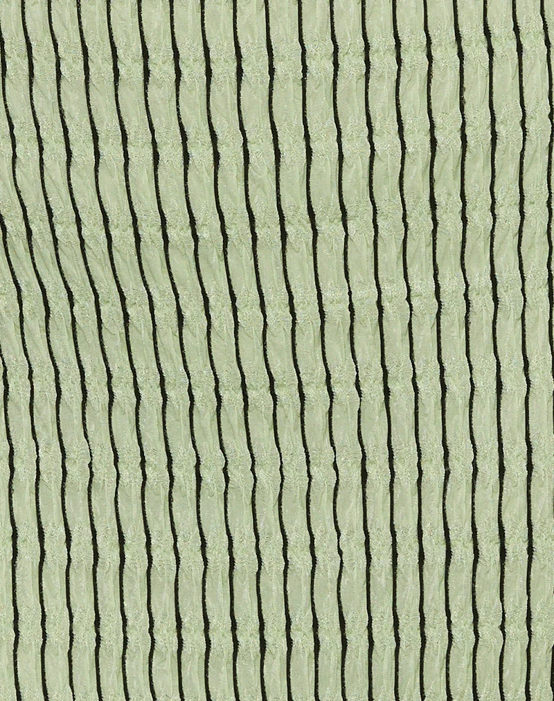 Idarius One Shoulder Mini Dress in Stripe Textured Mesh Mint (Mini robe asymétrique en maille texturée rayée)