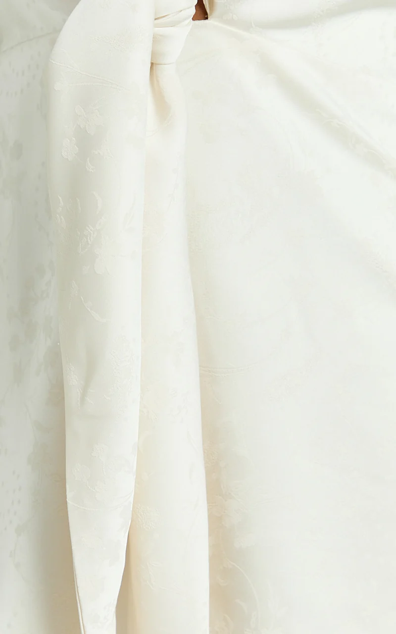 Paola Mini Dress - Tie Front Collared Skirt Dress in Off White