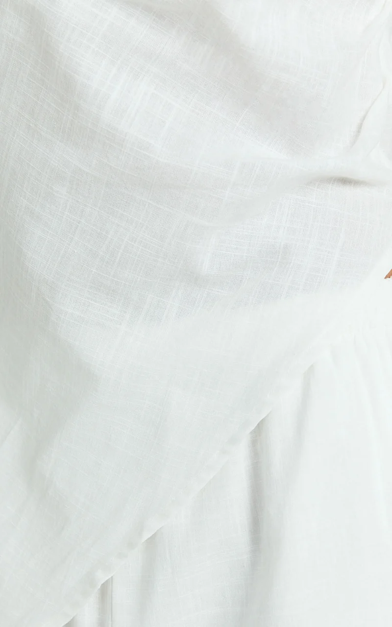 Annalie Two Piece Top and Pants Set - Off Shoulder Linen Set in White