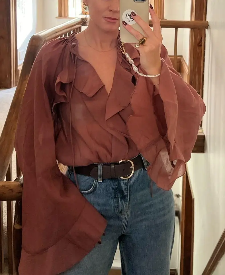 Blouse Boheme Rouge Bordeaux