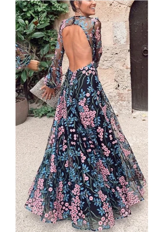 Robe Noire en Mousseline Dos Nu