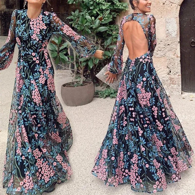 Robe Noire en Mousseline Dos Nu