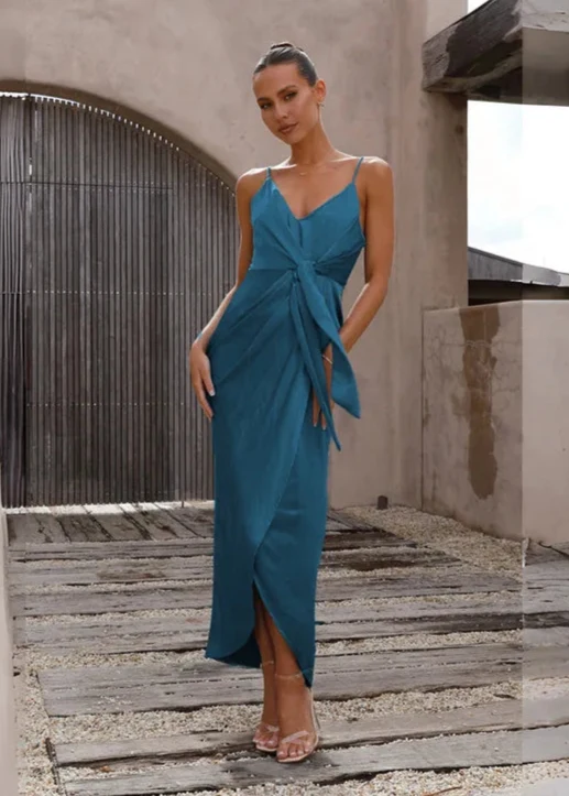 Robe Ete Satin Bleue