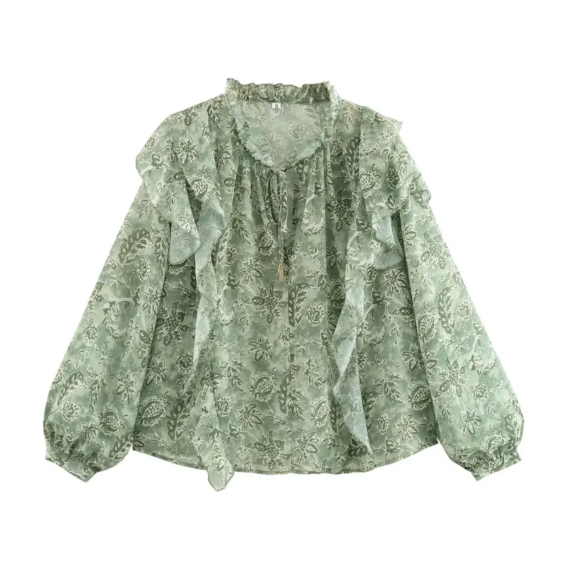 Blouse Verte en Mousseline