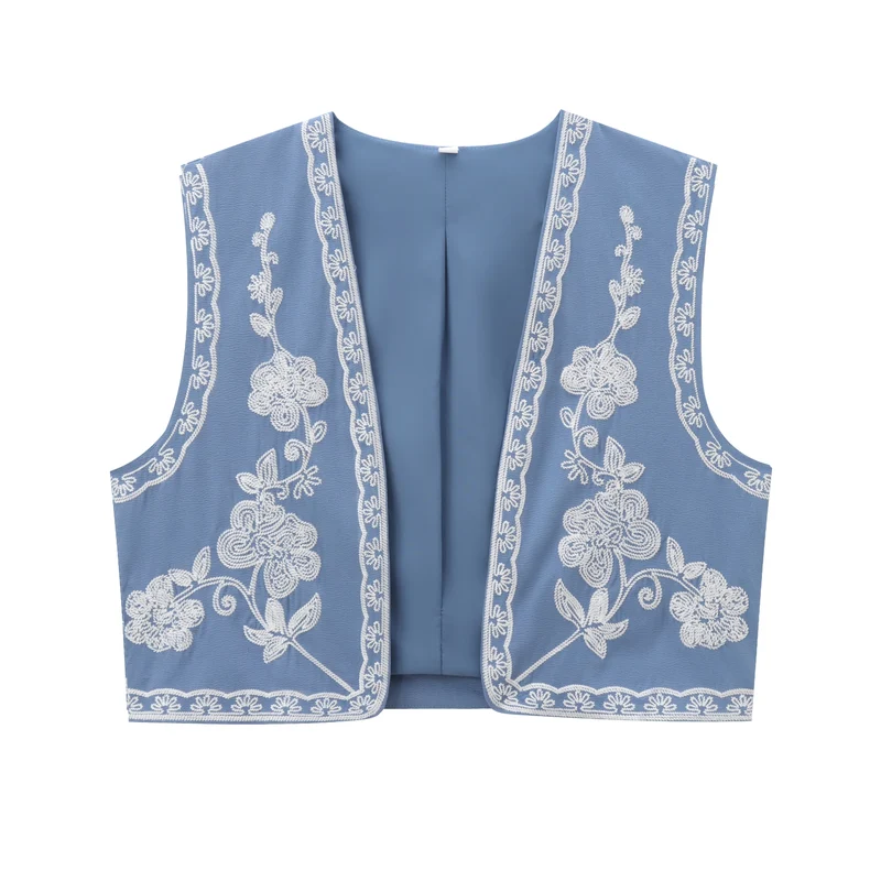 Veste Boheme Brodée Sans Manches