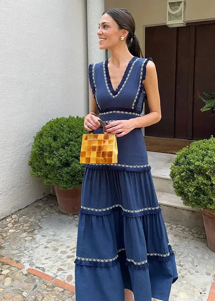 Robe Bleue A Volants