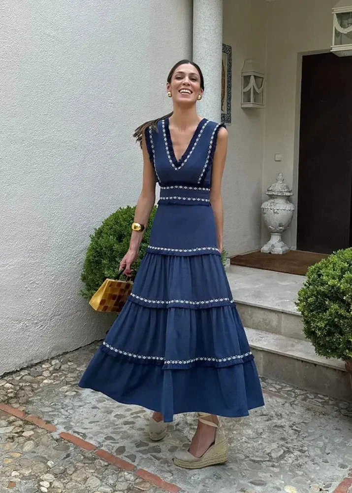 Robe Bleue A Volants