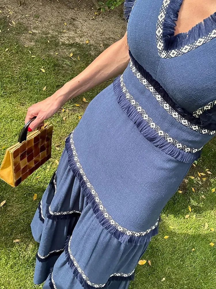 Robe Bleue A Volants
