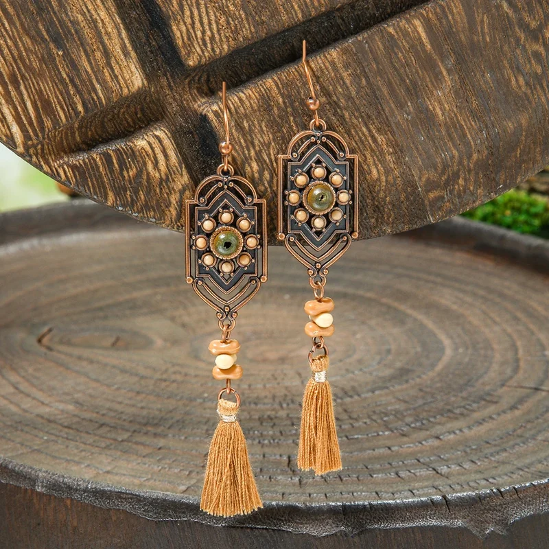 Boucles d'Oreilles en Bois Azteque