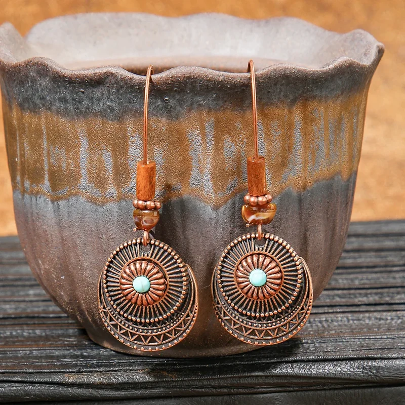 Boucles d'Oreilles en Bois Azteque