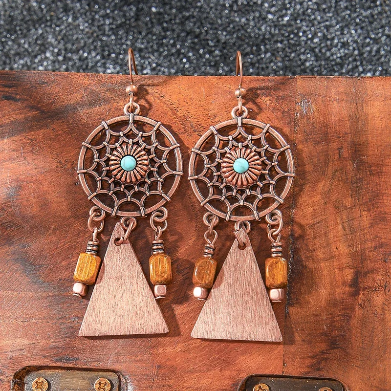Boucles d'Oreilles en Bois Azteque
