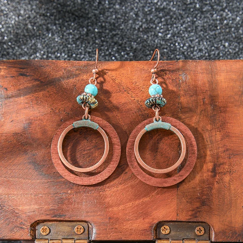 Boucles d'Oreilles en Bois Azteque
