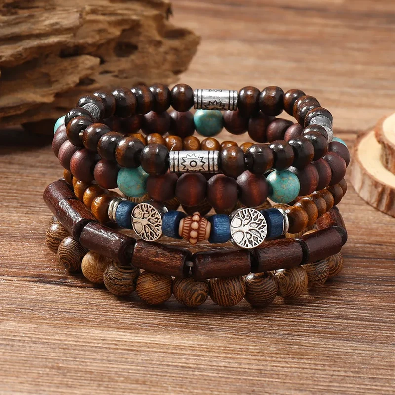 Bracelets Ethniques en Perles de Bois