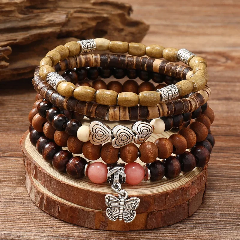 Bracelets Ethniques en Perles de Bois
