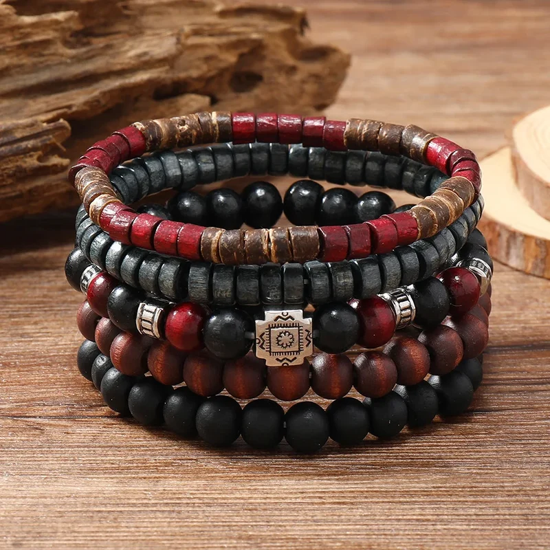 Bracelets Ethniques en Perles de Bois