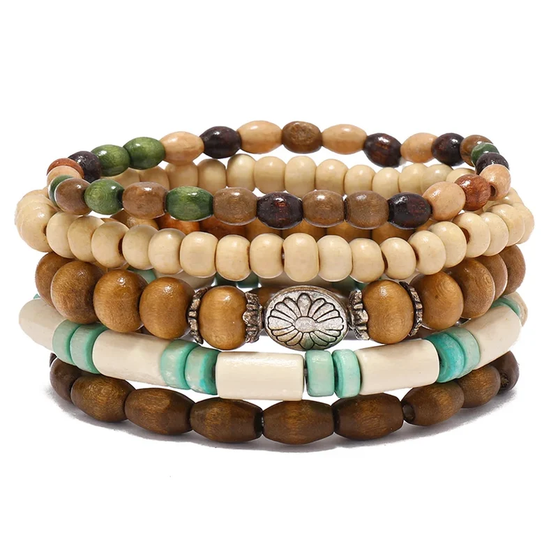 Bracelets Ethniques en Perles de Bois