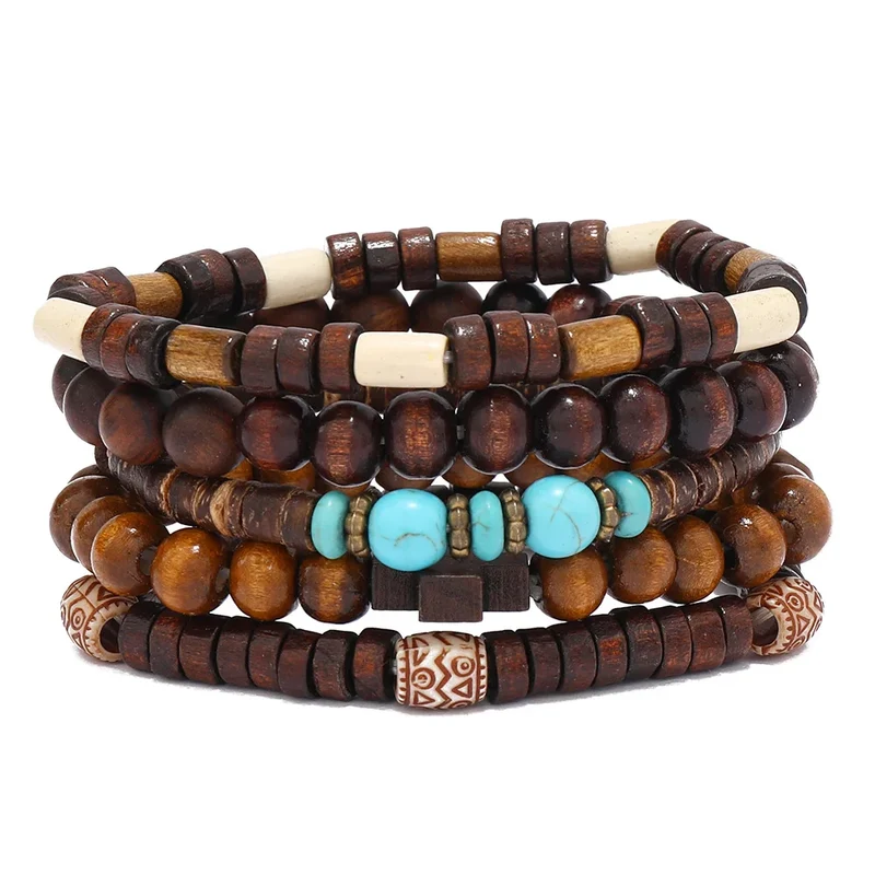Bracelets Ethniques en Perles de Bois