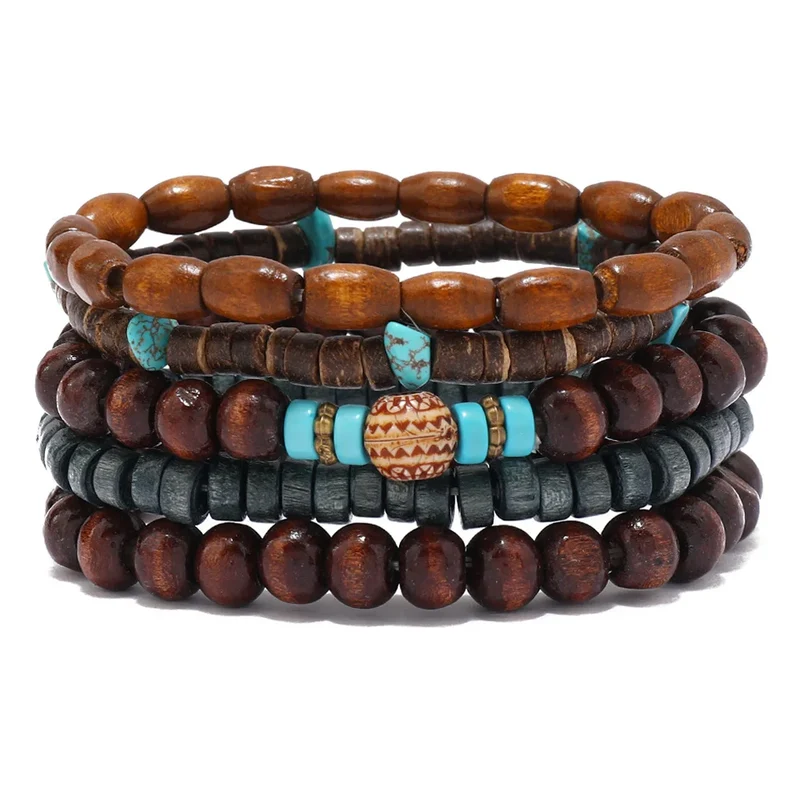 Bracelets Ethniques en Perles de Bois