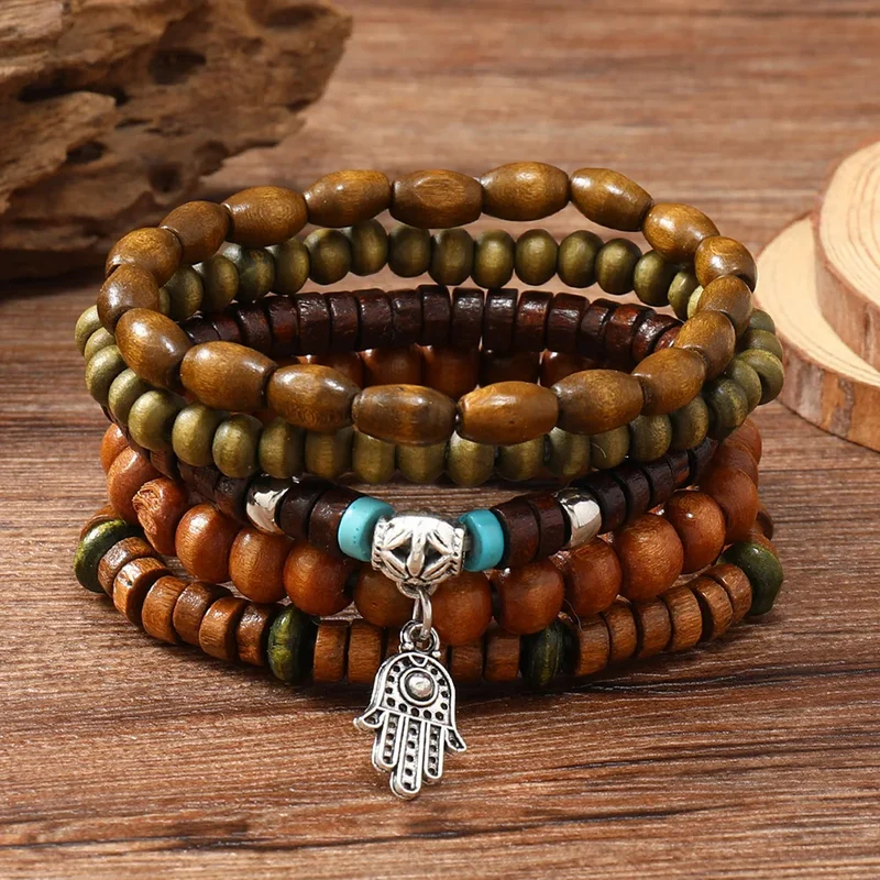 Bracelets Ethniques en Perles de Bois