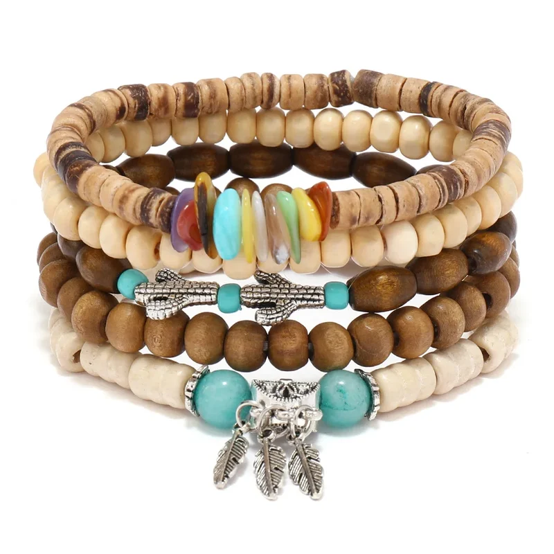 Bracelets Ethniques en Perles de Bois