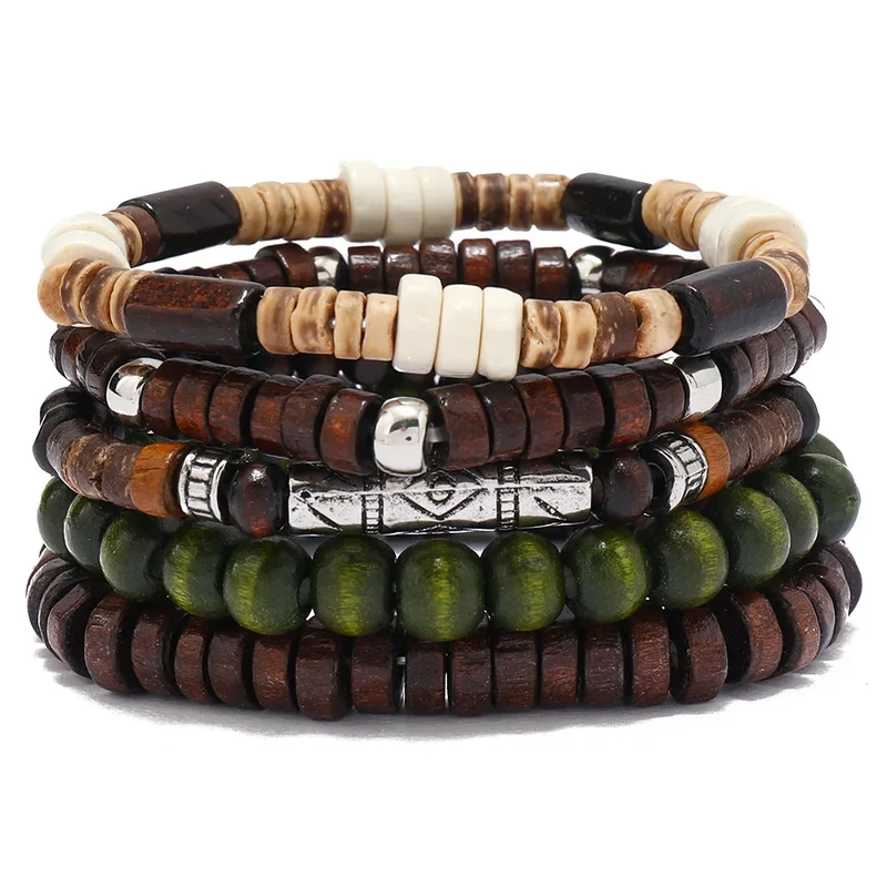 Bracelets Ethniques en Perles de Bois