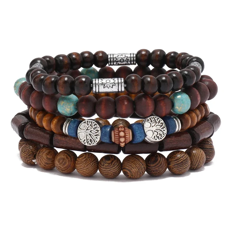 Bracelets Ethniques en Perles de Bois