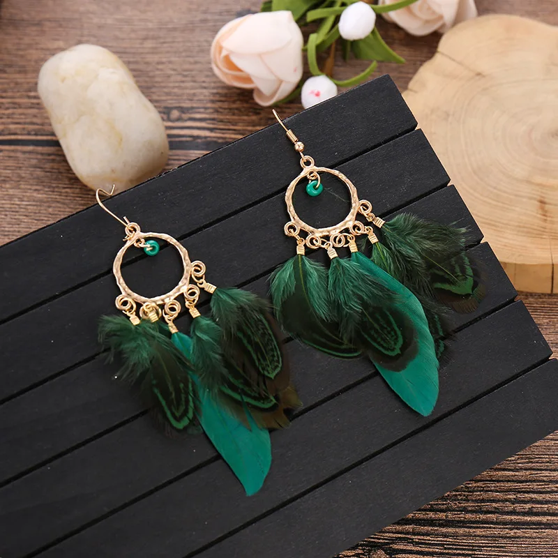 Boucles d'Oreilles Plumes Hippie