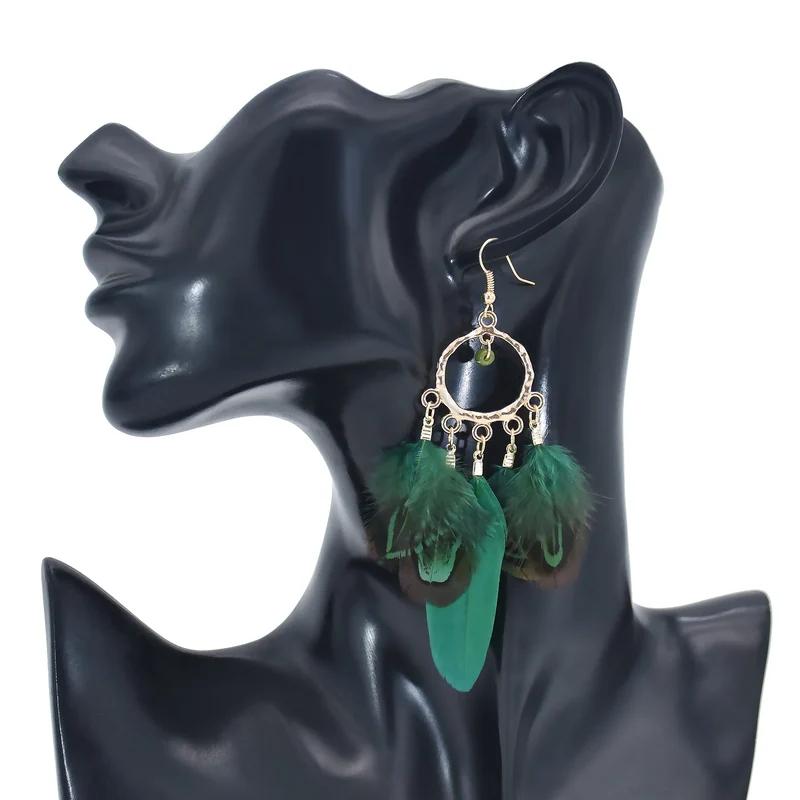 Boucles d'Oreilles Plumes Hippie