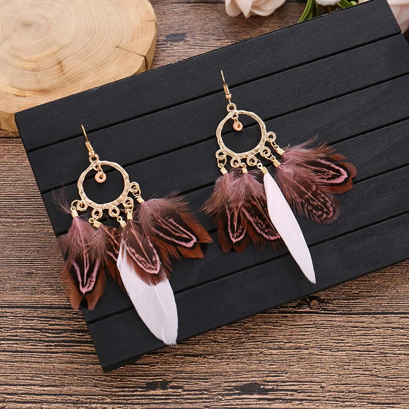 Boucles d'Oreilles Plumes Hippie