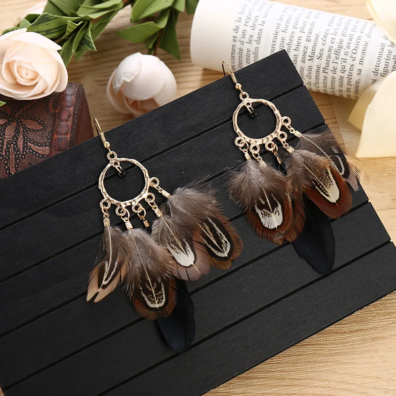 Boucles d'Oreilles Plumes Hippie
